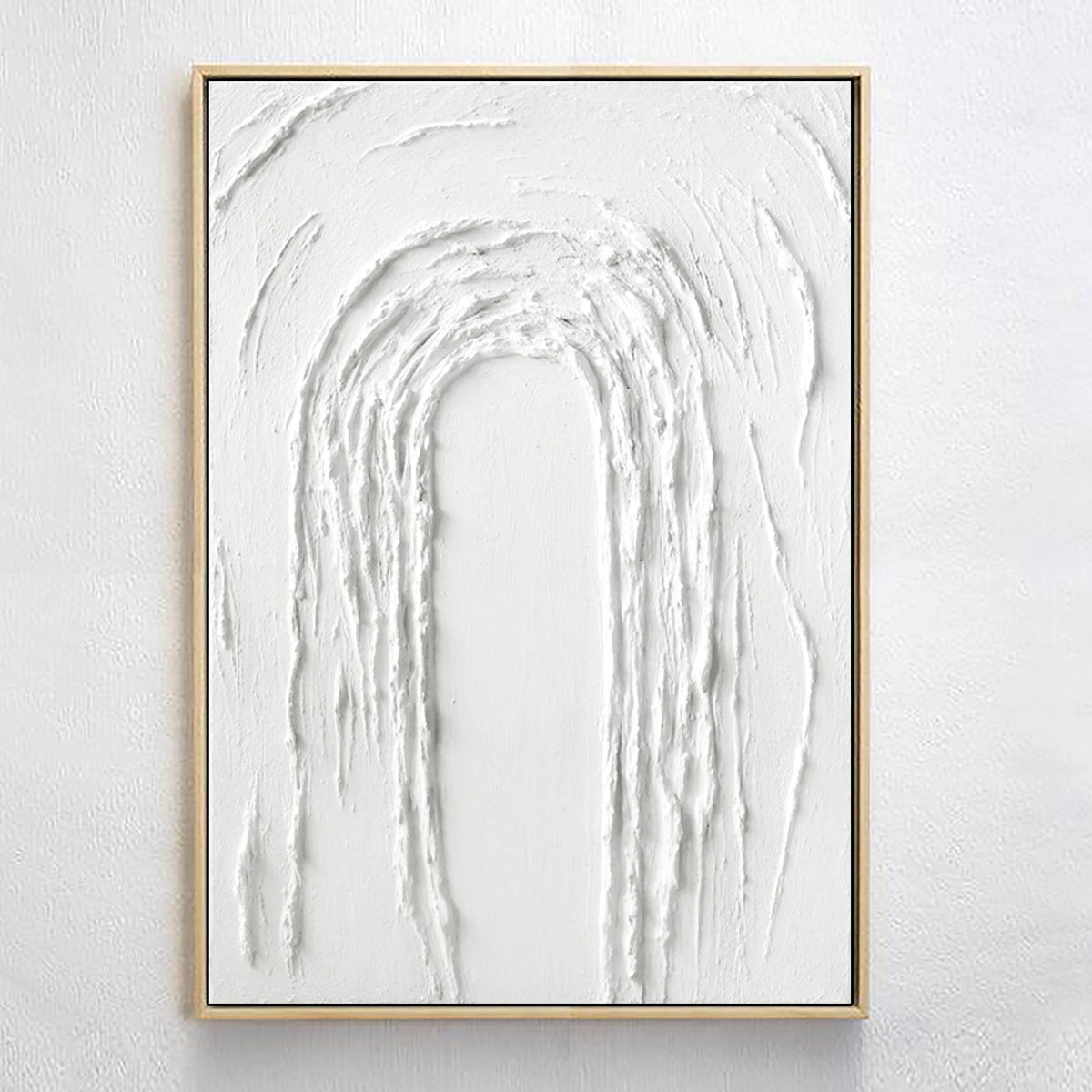 White Textured Plaster Large Painting on Canvas Handcrafted Room Decor