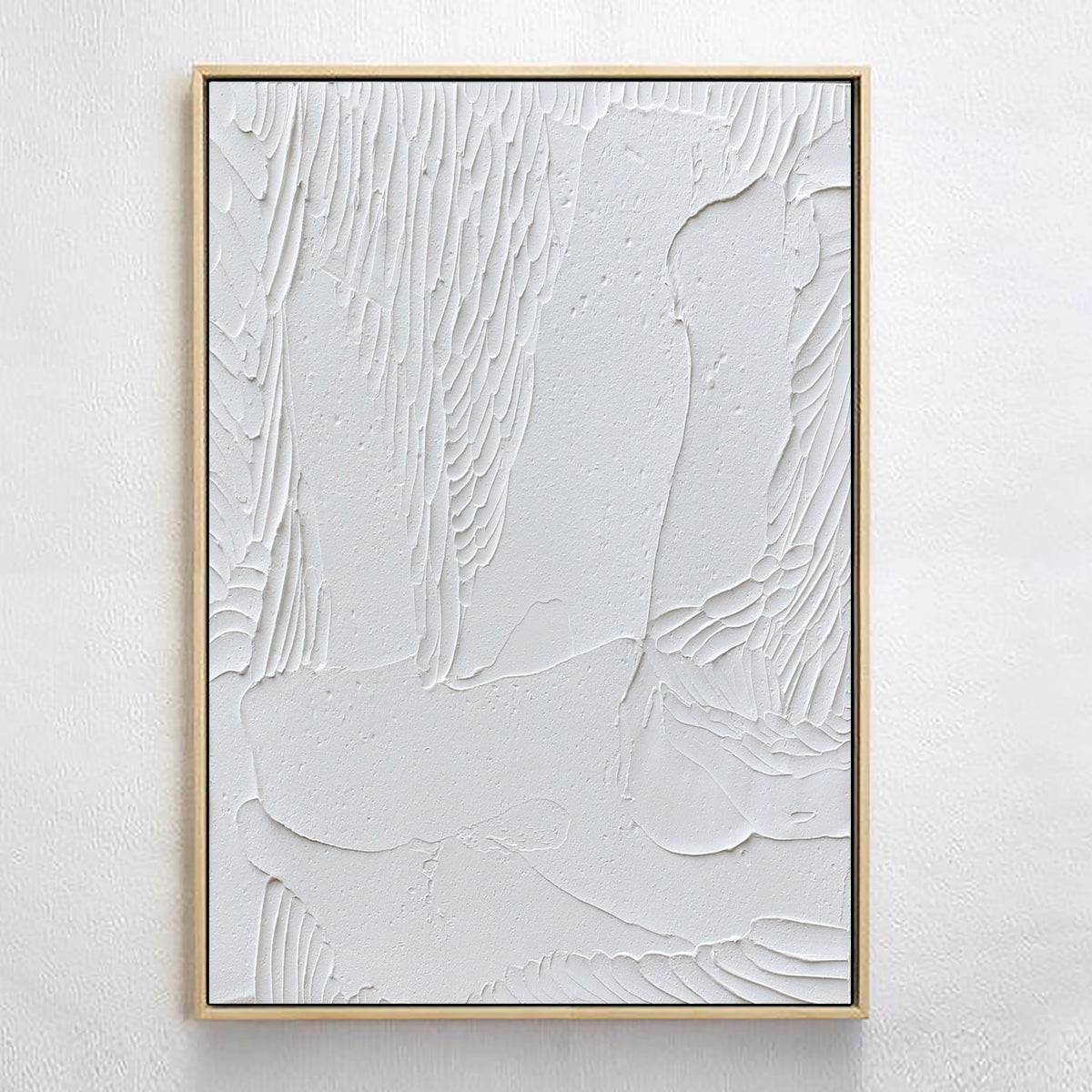 3D Textured White Plaster Art Wall Decor Painting on Canvas Original