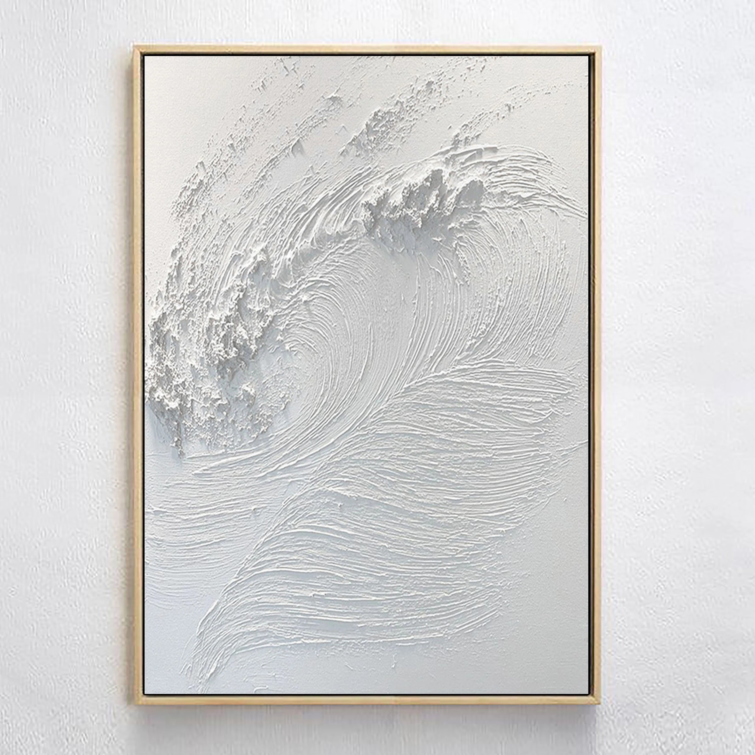 White 3D Textured Plaster Wall Art Surf Art Abstract Handcrafted Painting Minimalist Home Decor