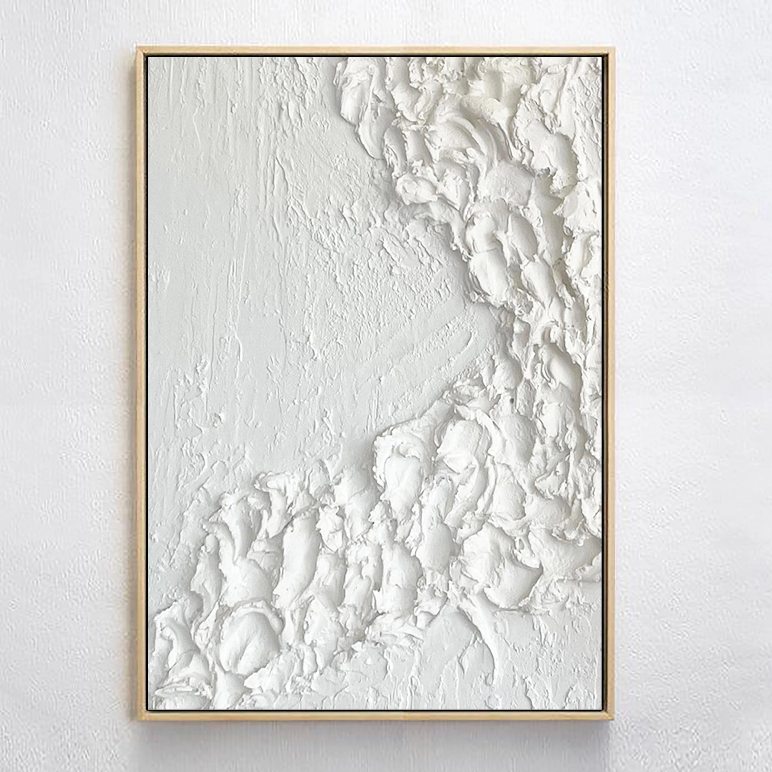 Large White 3D Minimalist Abstract Handcrafted Painting, 3D Thick Texture Wall Art/Home Decor