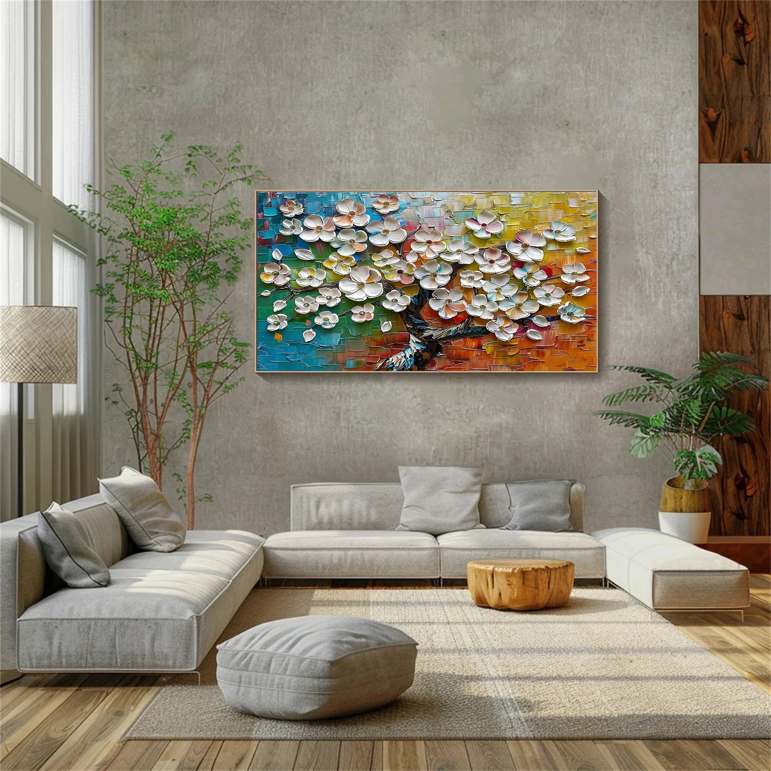 Flower & Tree Abstract Textured Wall Art #ML189