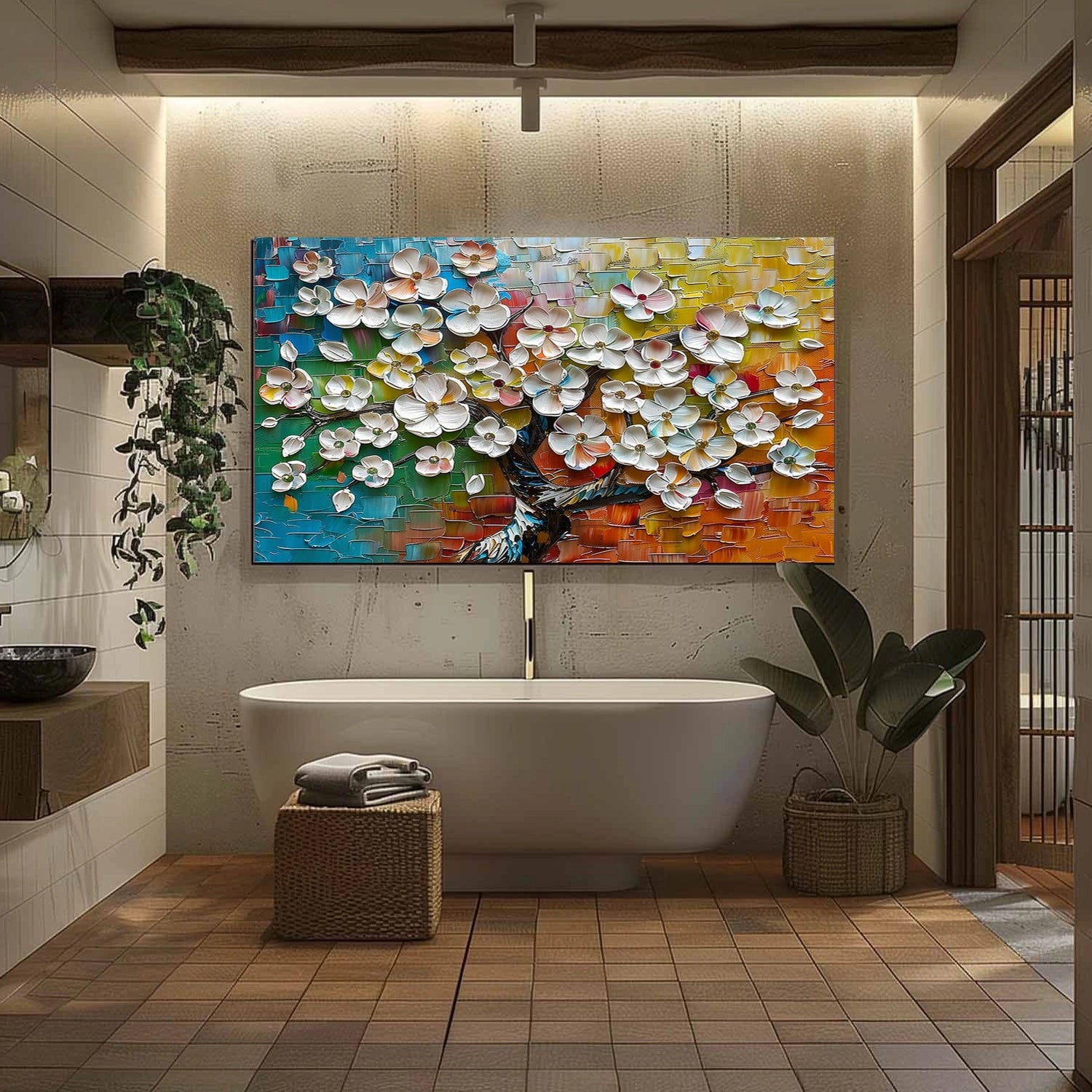 Flower & Tree Abstract Textured Wall Art #ML189