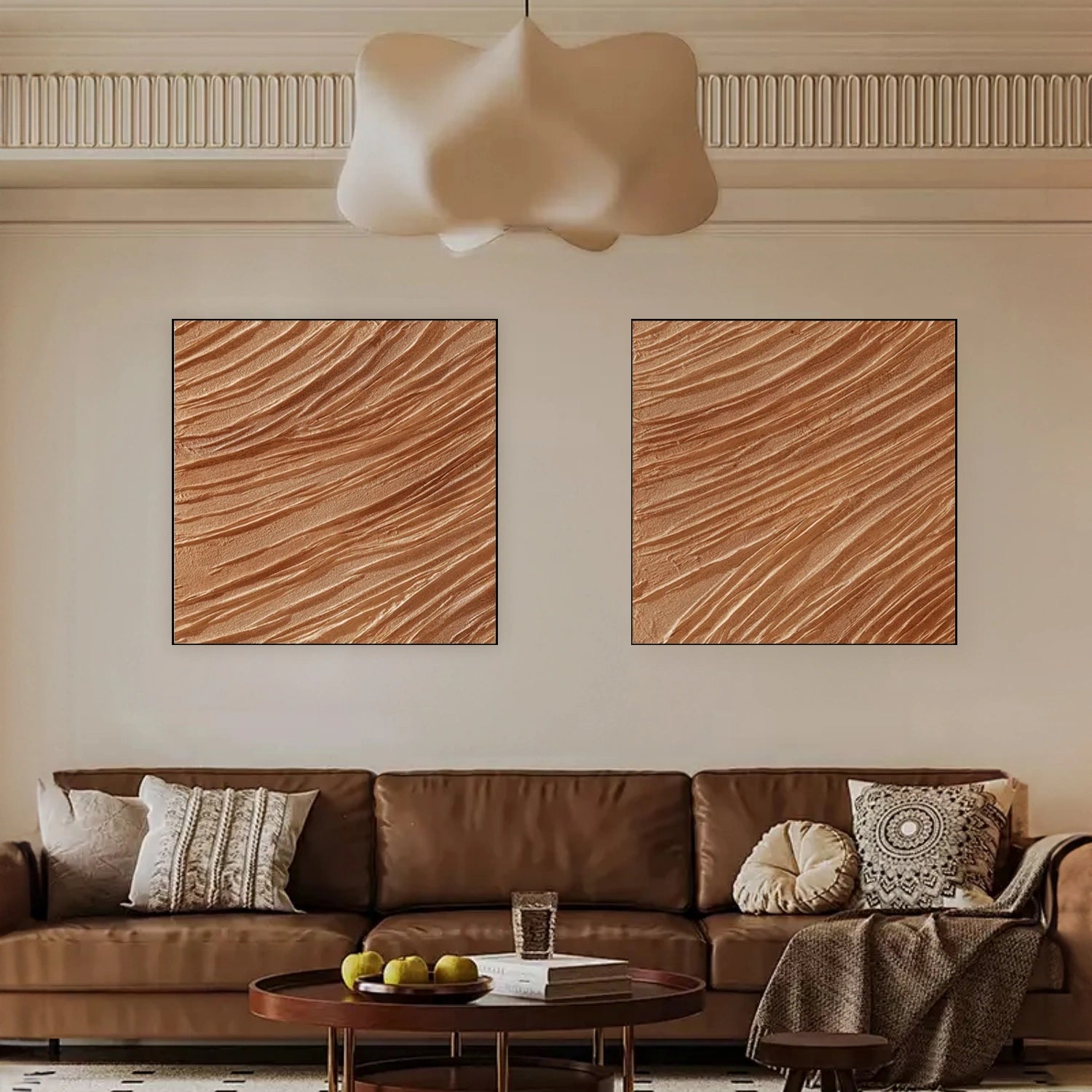 Brown Minimalist Textured Canvas Art Set of 2 #MZ107