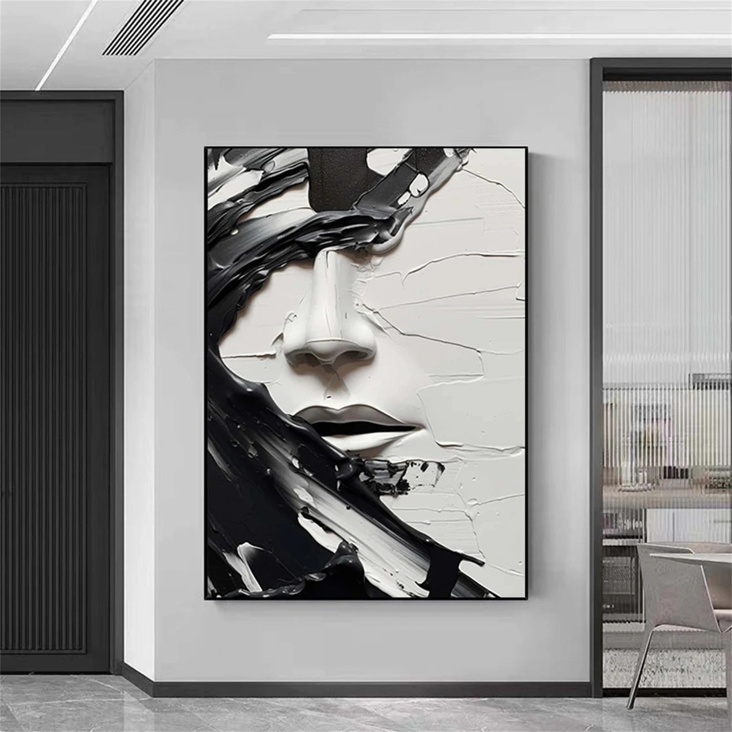 Abstract Portrait Black and White Painting #AP014