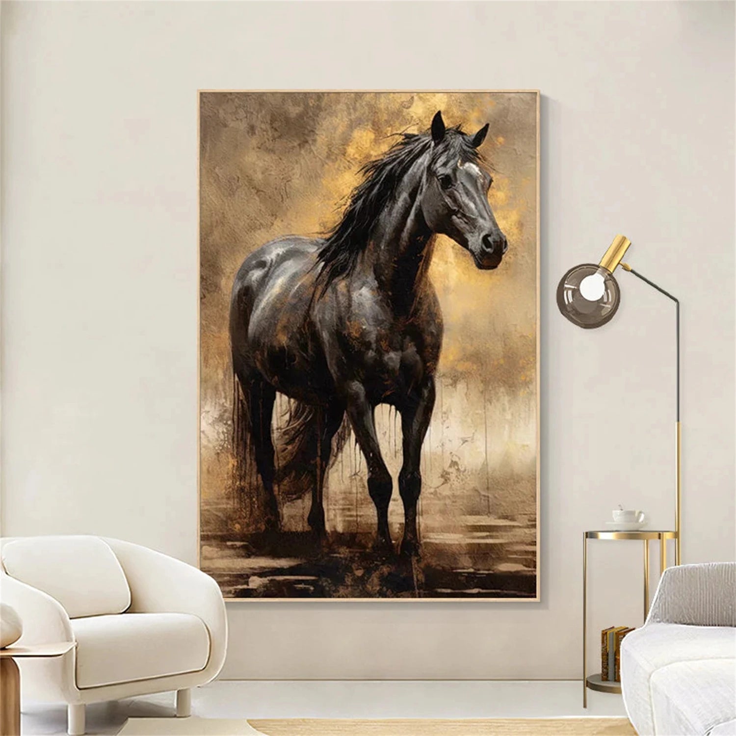 Beige and Brown House Abstract Animal Wall Art #AL056