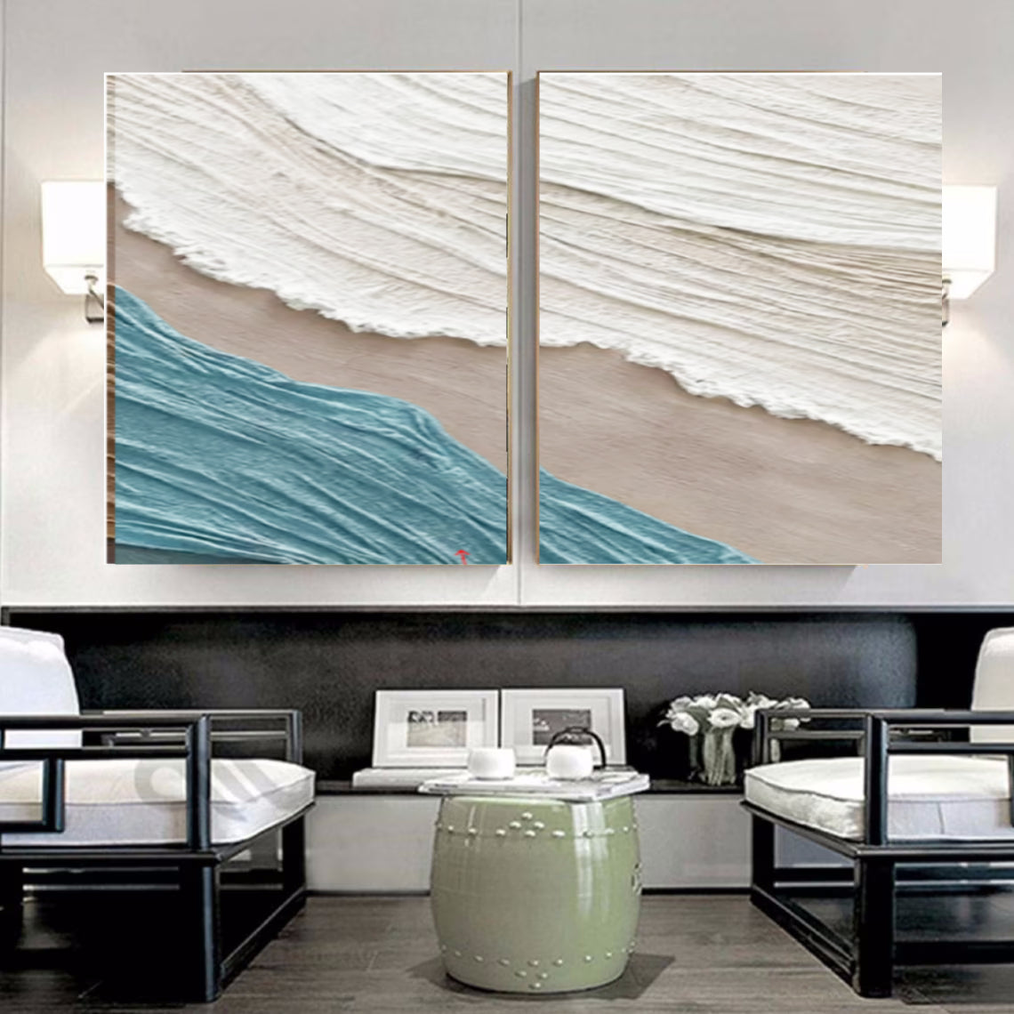 ABSTRACT TRANQUILITY WALL ART #WS075 Set of 2