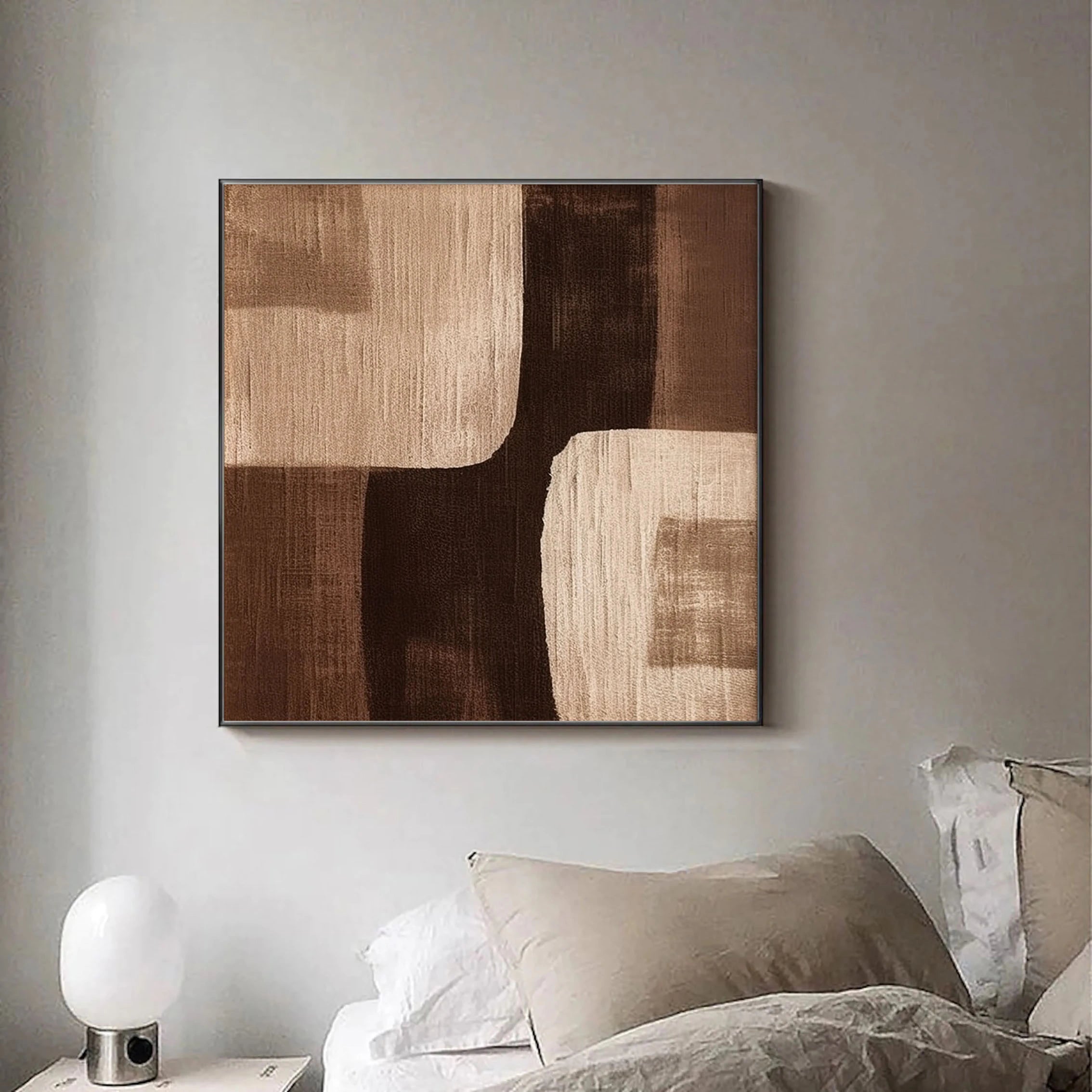 Eleanos Gallery Textured Wabi Sabi Abstract Brown Painting Wall Canvas Artwork