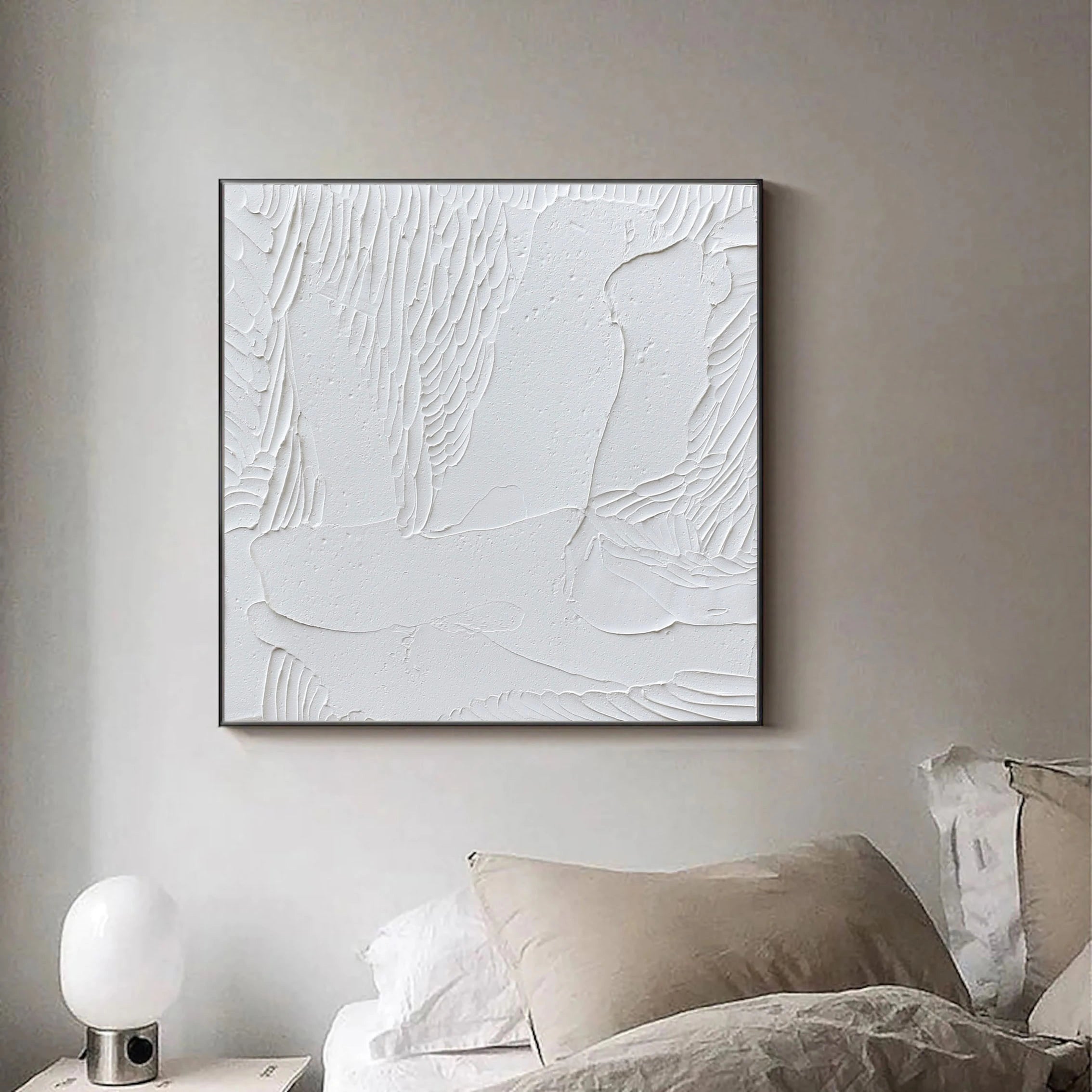 3D Textured White Plaster Art Wall Decor Painting on Canvas