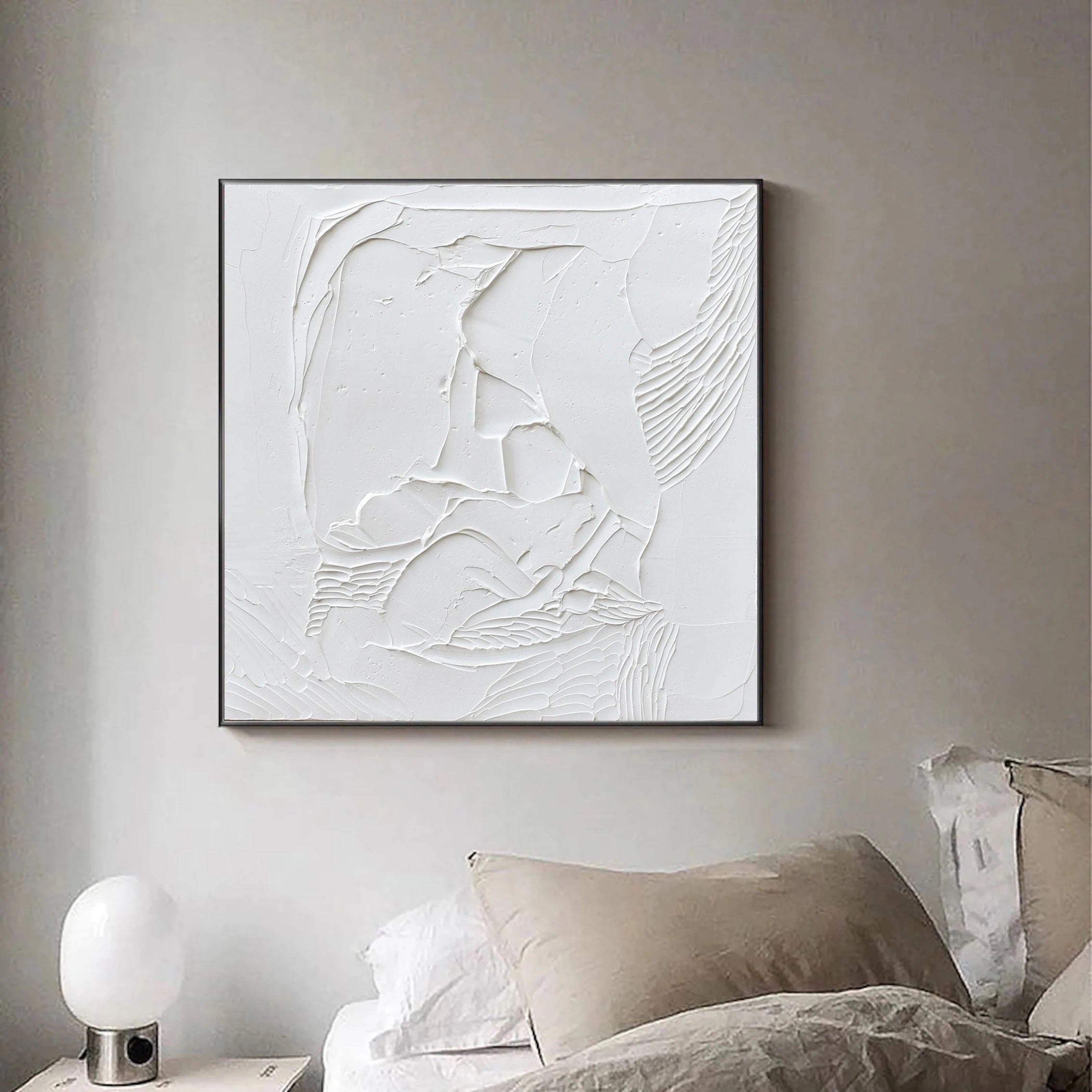 3D Textured Plaster Minimalist Canvas Wall Art, Large Painting