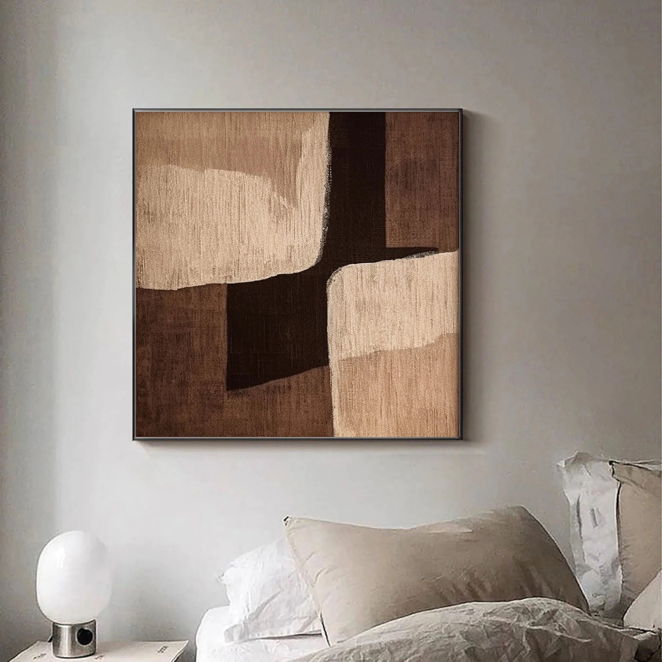 Eleanos Gallery Original Large Abstract Wabi Sabi Brown Painting Wall Decor for Living Room