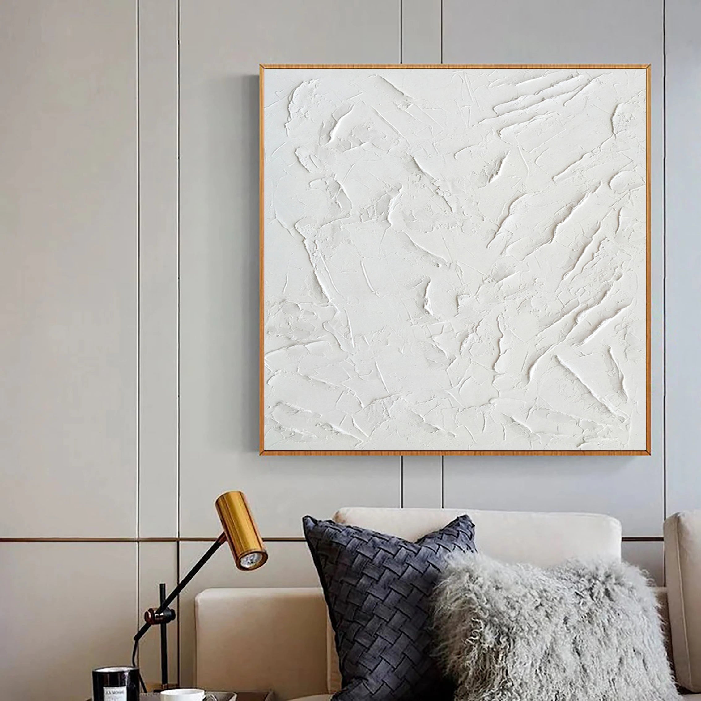 Minimalistic Plaster 3D Textured Painting on Canvas Original Handcrafted