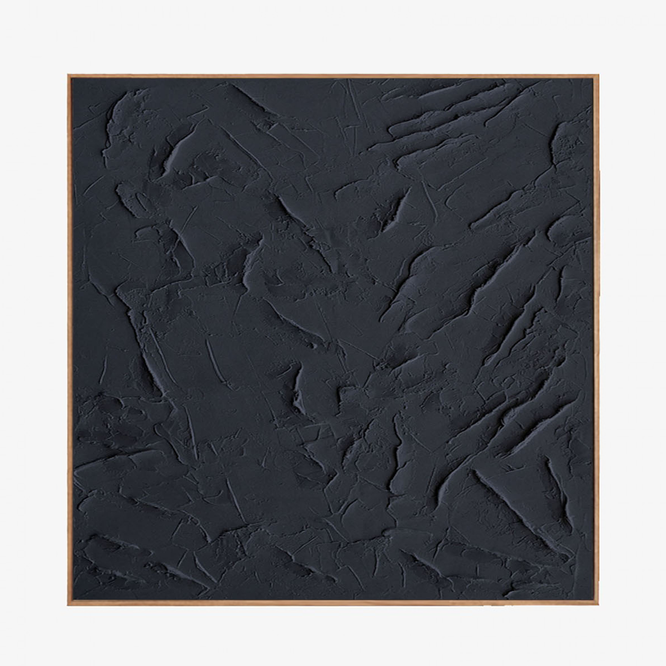 Black Textured Plaster Art Painting Minimalist Zen Wall Decor for Room