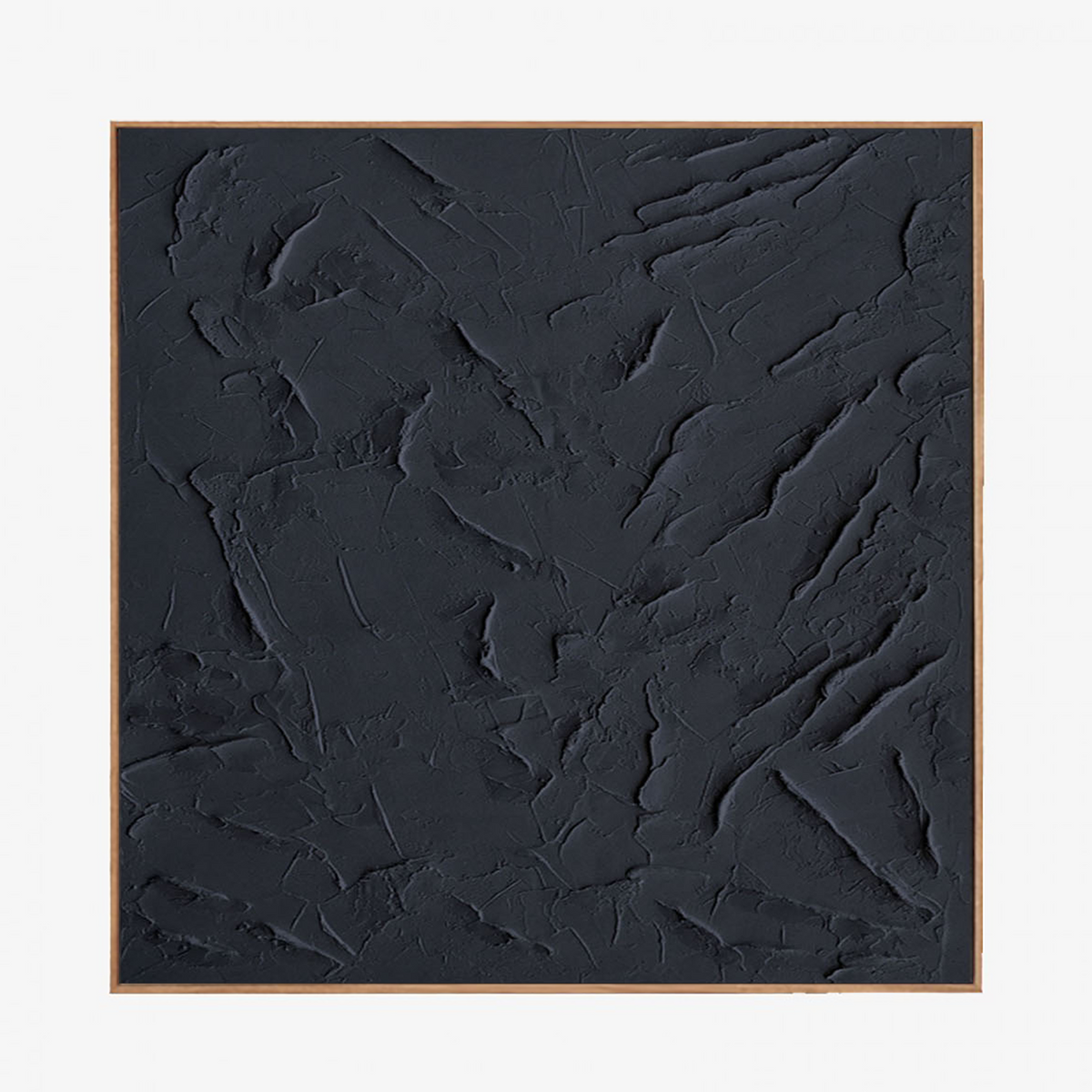 Black Textured Plaster Art Painting Minimalist Zen Wall Decor for Room