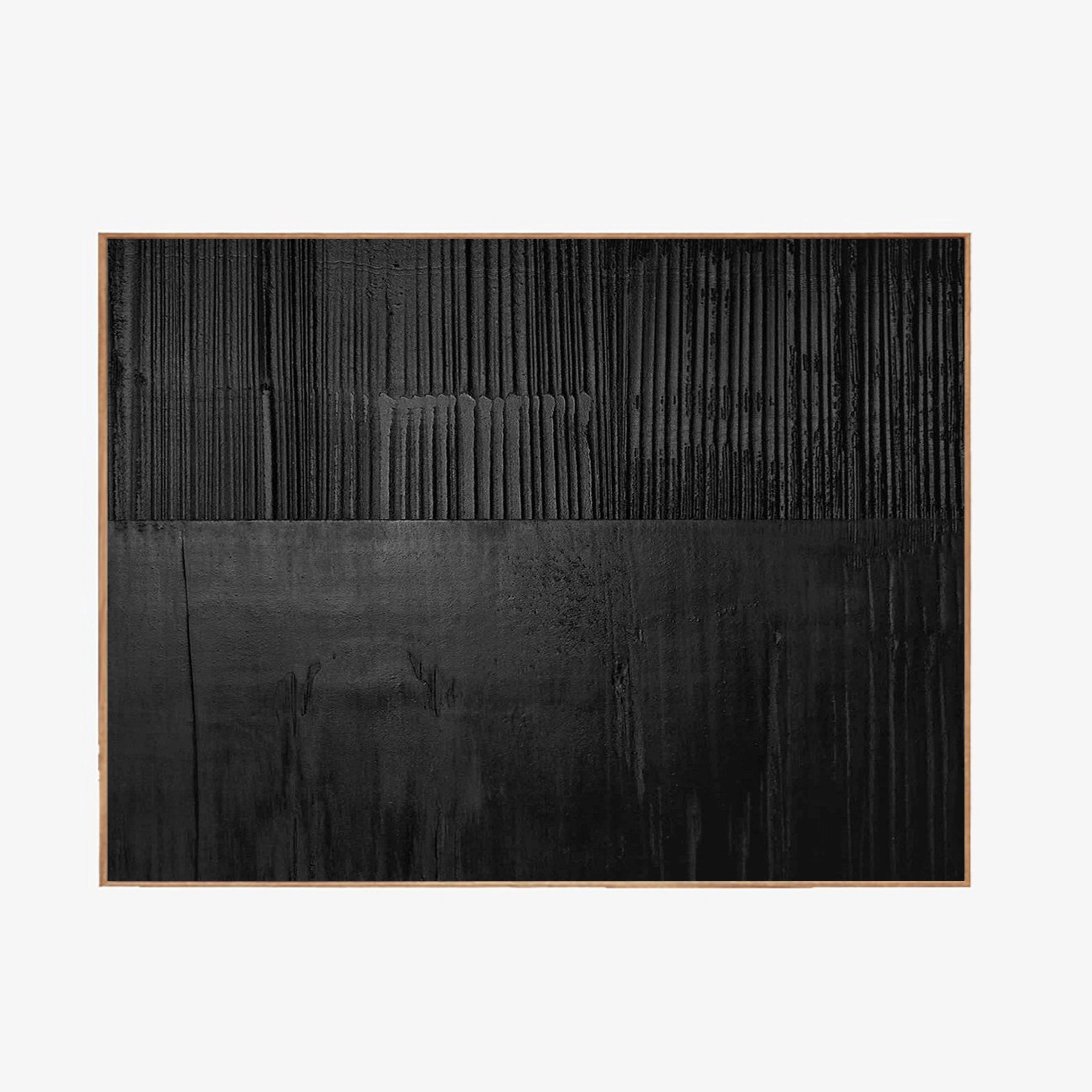 Oversize Black Textured Minimalist Framed Canvas for Living Room/Bedroom