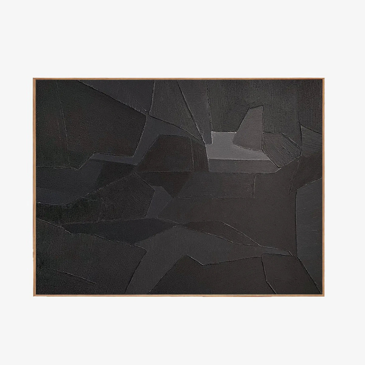Black Geometric Minimalist Painting On Canvas Handcrafted Abstract Wall Art