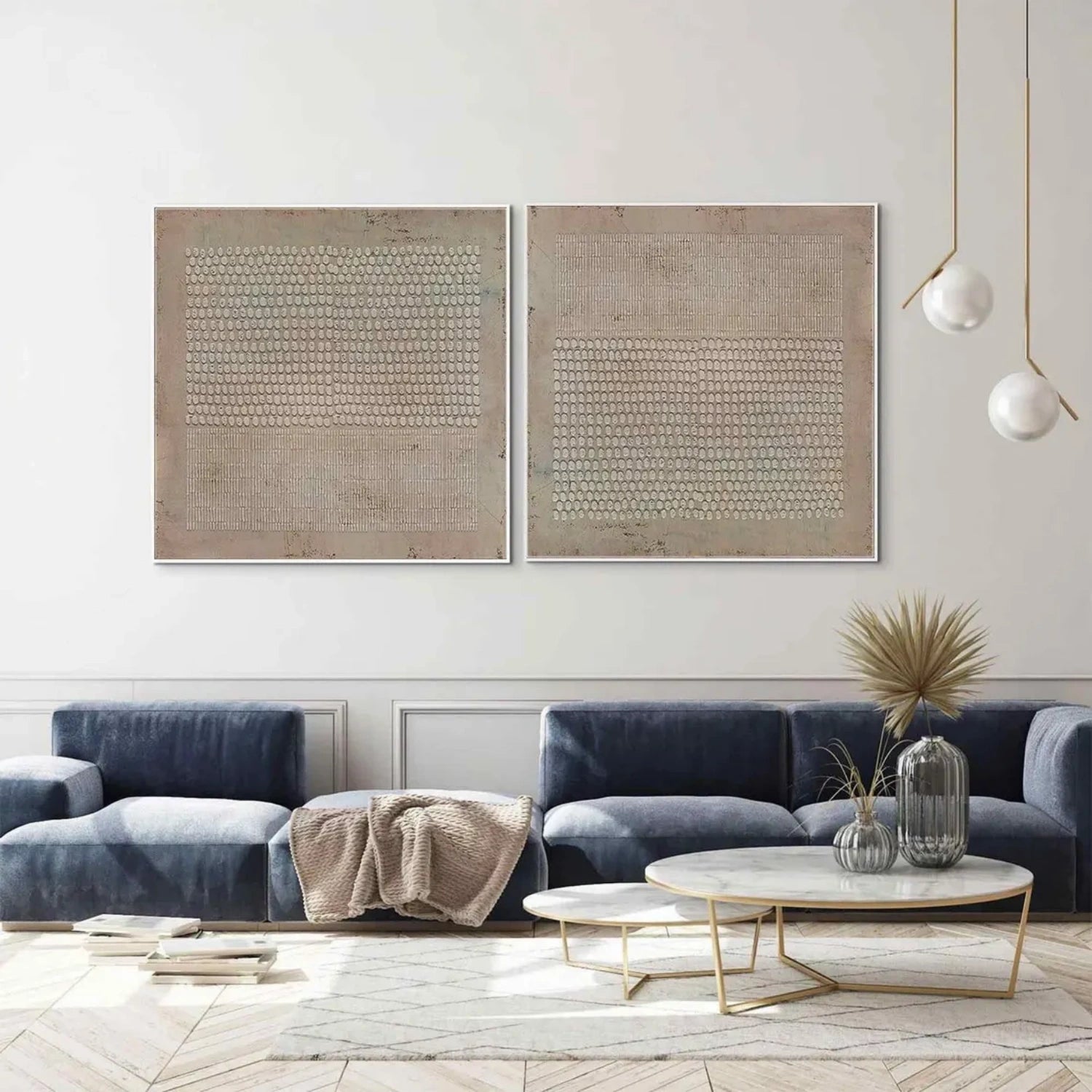 Beige and Brown Wabi Sabi Textured Canvas Art Set of 2 #WS637