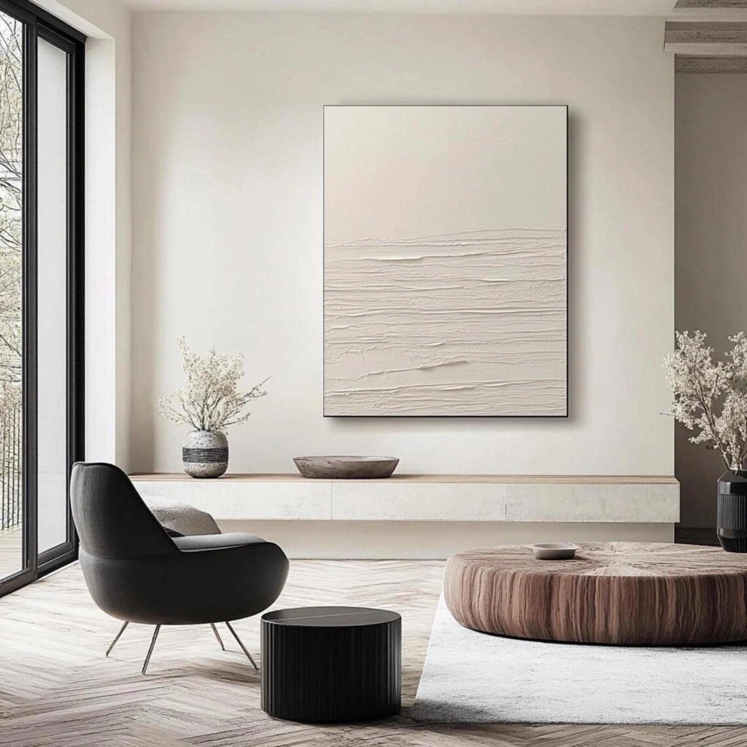 White Minimalistic Textured Art #MM250