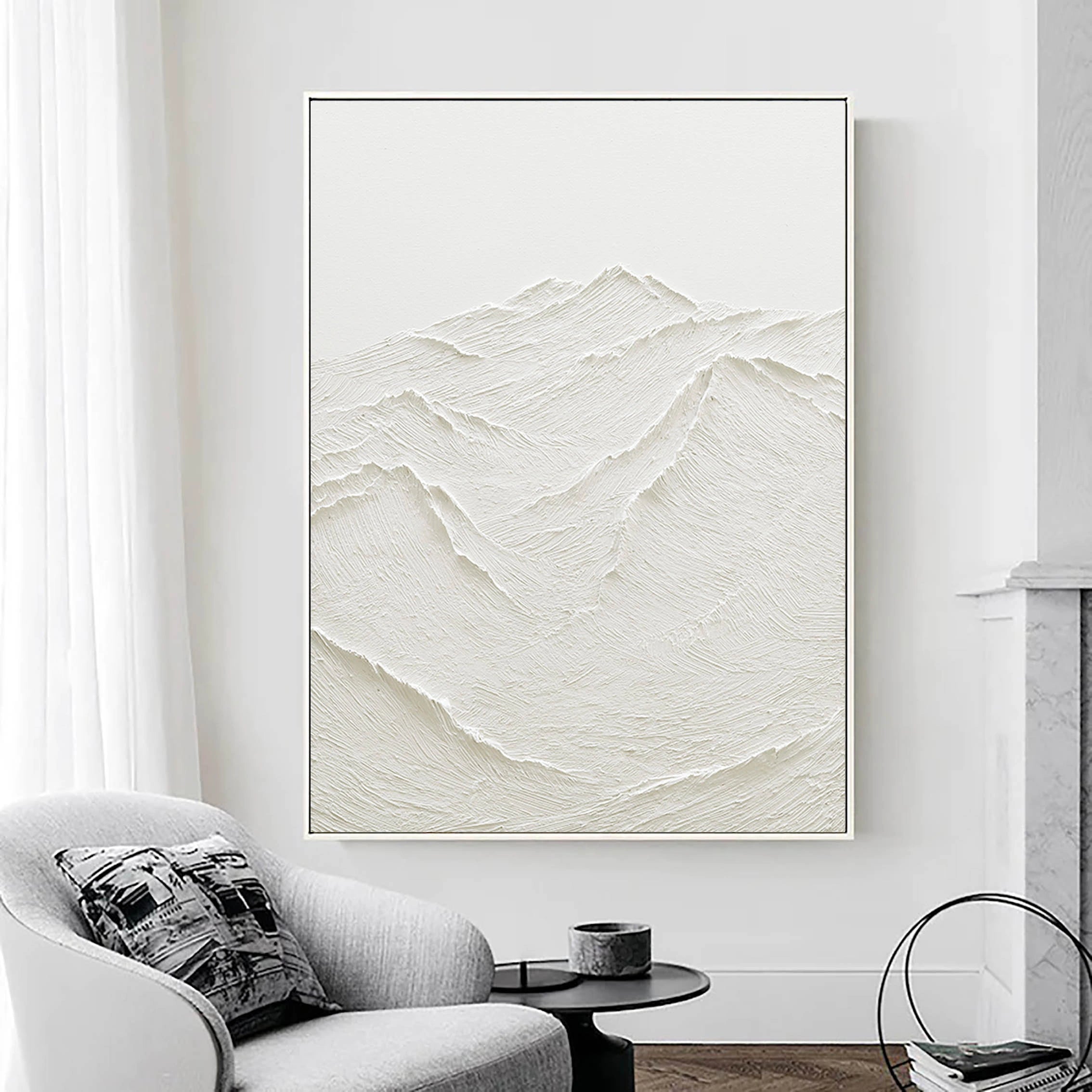 Minimalist White Textured Plaster Painting Original Oversized Wall Art for Bedroom/Living Room